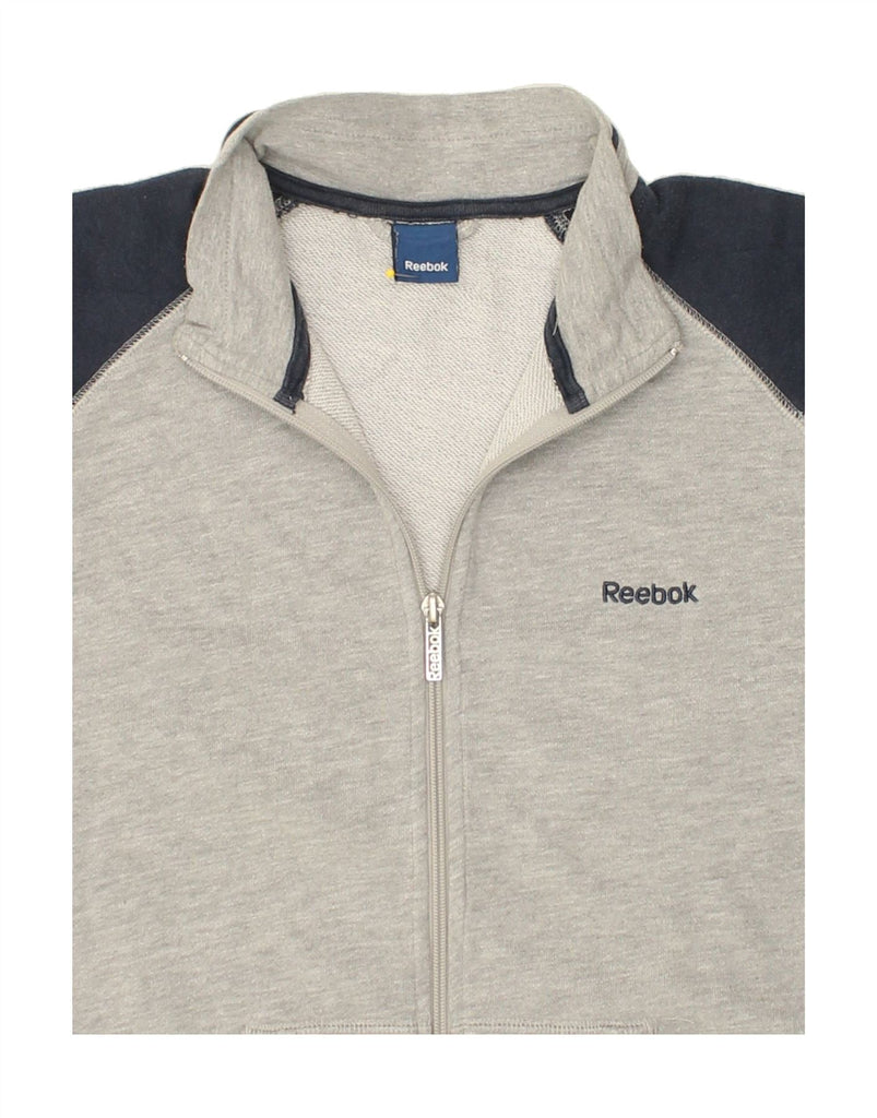 REEBOK Mens Tracksuit Top Jacket Medium Grey Colourblock Cotton Vintage Reebok and Second-Hand Reebok from Messina Hembry 