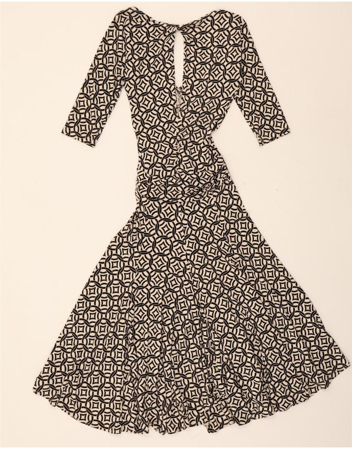 BCBGMAXAZRIA Womens Abstract Pattern 3/4 Sleeve Maxi Dress UK 4 XS Grey Vintage BCBGMAXAZRIA and Second-Hand BCBGMAXAZRIA from Messina Hembry 