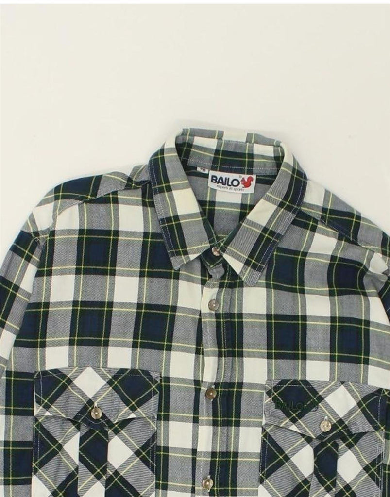 BAILO Mens Flannel Shirt Size 39 Medium Navy Blue Check Vintage Bailo and Second-Hand Bailo from Messina Hembry 