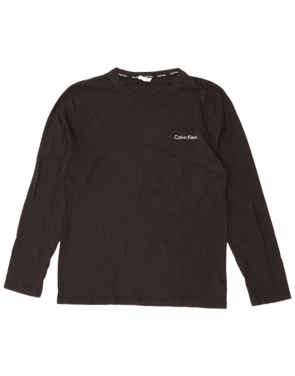 CALVIN KLEIN Mens Top Long Sleeve Large Black Cotton