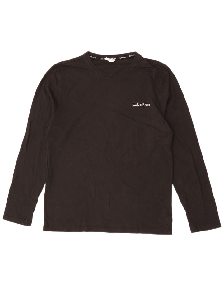 CALVIN KLEIN Mens Top Long Sleeve Large Black Cotton
