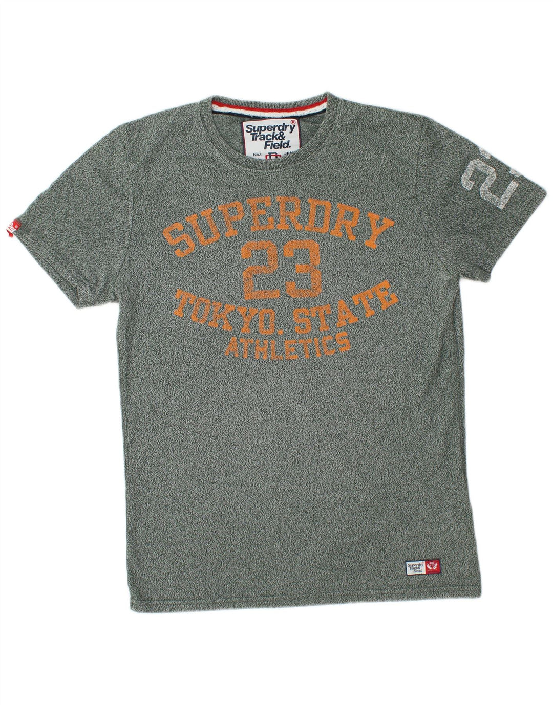 SUPERDRY Mens Graphic T-Shirt Top Medium Green Flecked Cotton
