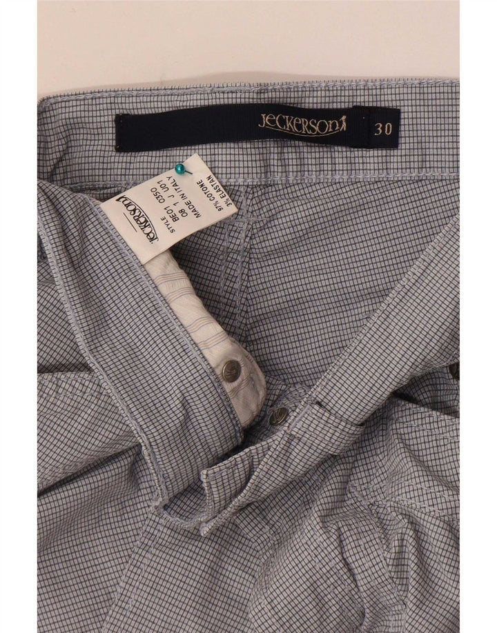 Jeckerson Mens Bermuda Shorts W30 Medium Blue Check Cotton