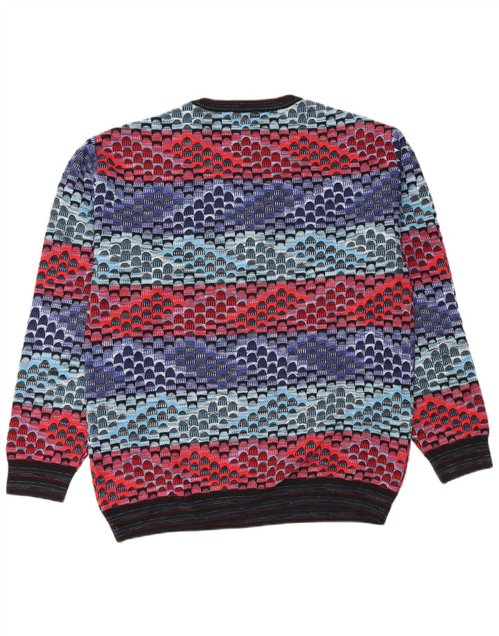 Carlo Colucci Mens Crew Neck Jumper Sweater 2XL Multicoloured Geometric