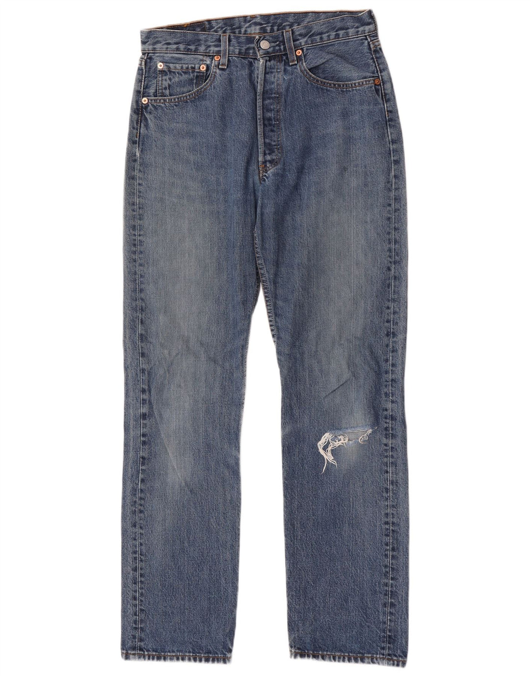 Levi's Womens 501 Distressed Straight Jeans W31 L32 Blue Cotton