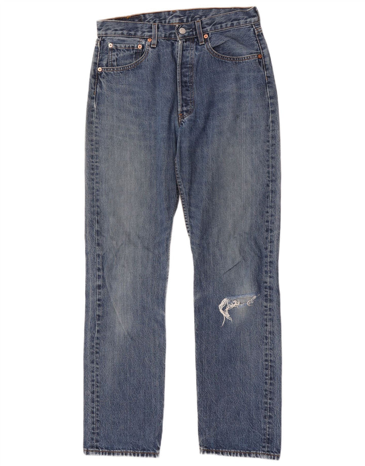 Levi's Womens 501 Distressed Straight Jeans W31 L32 Blue Cotton