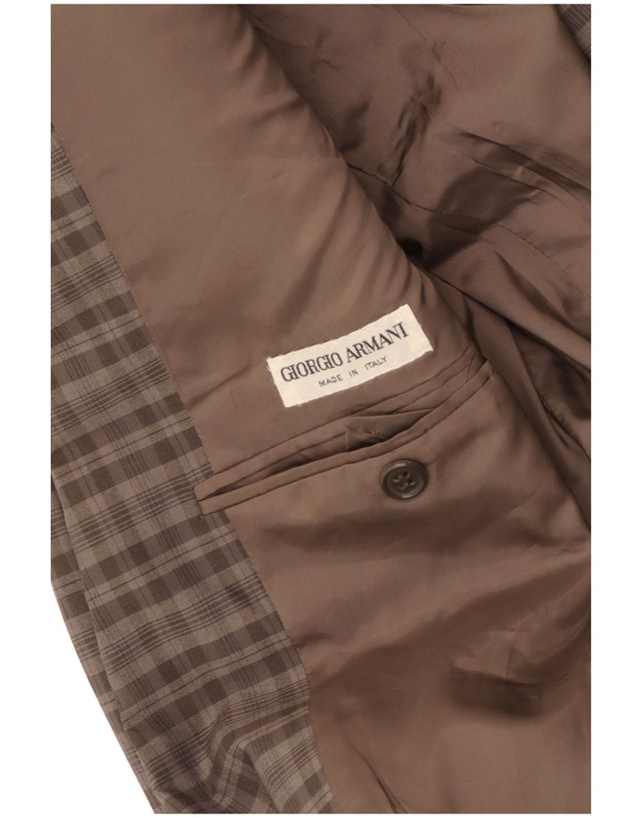 Giorgio Armani Mens 2 Button Blazer Jacket UK 34 XS Brown Check