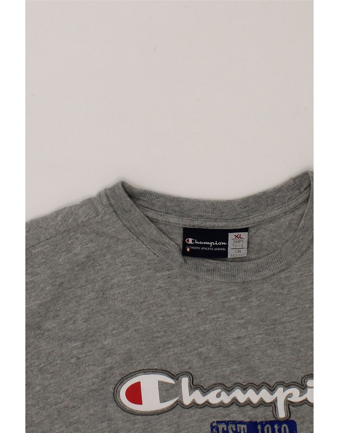 CHAMPION Boys Graphic T-Shirt Top 13-14 Years XL Grey Vintage Champion and Second-Hand Champion from Messina Hembry 