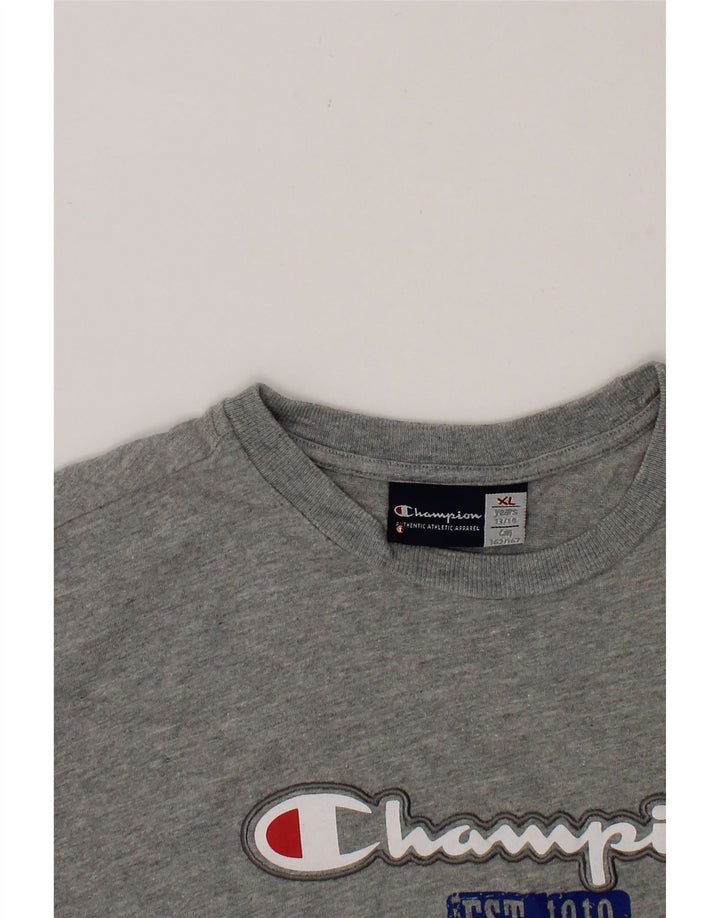 CHAMPION Boys Graphic T-Shirt Top 13-14 Years XL Grey Vintage Champion and Second-Hand Champion from Messina Hembry 