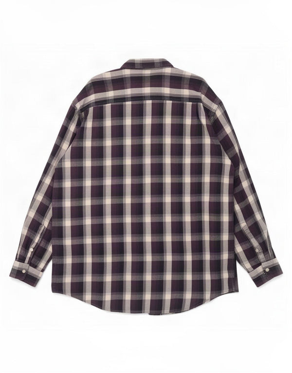 Eddie Bauer Mens Flannel Shirt Large Purple Check Cotton