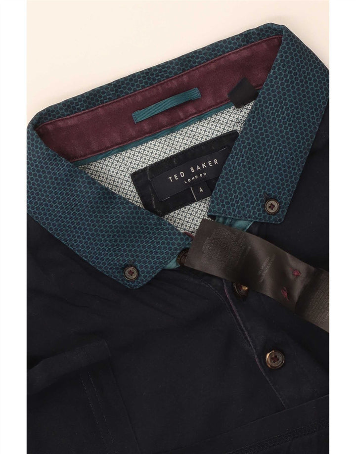 Ted Baker Mens Polo Shirt Size 4 Large Navy Blue Cotton