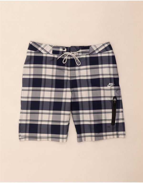 Nike Mens Swimming Shorts Medium Navy Blue Check Polyester