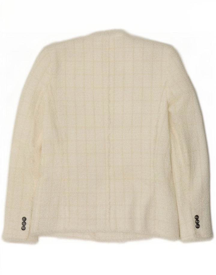 Zara Womens Double Breasted Blazer Jacket UK 12 Medium White Check
