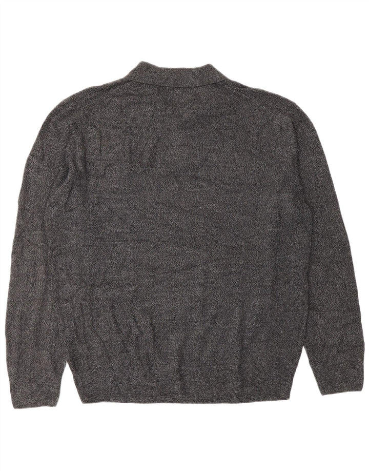 DOCKERS Mens Polo Neck Jumper Sweater XL Grey Acrylic