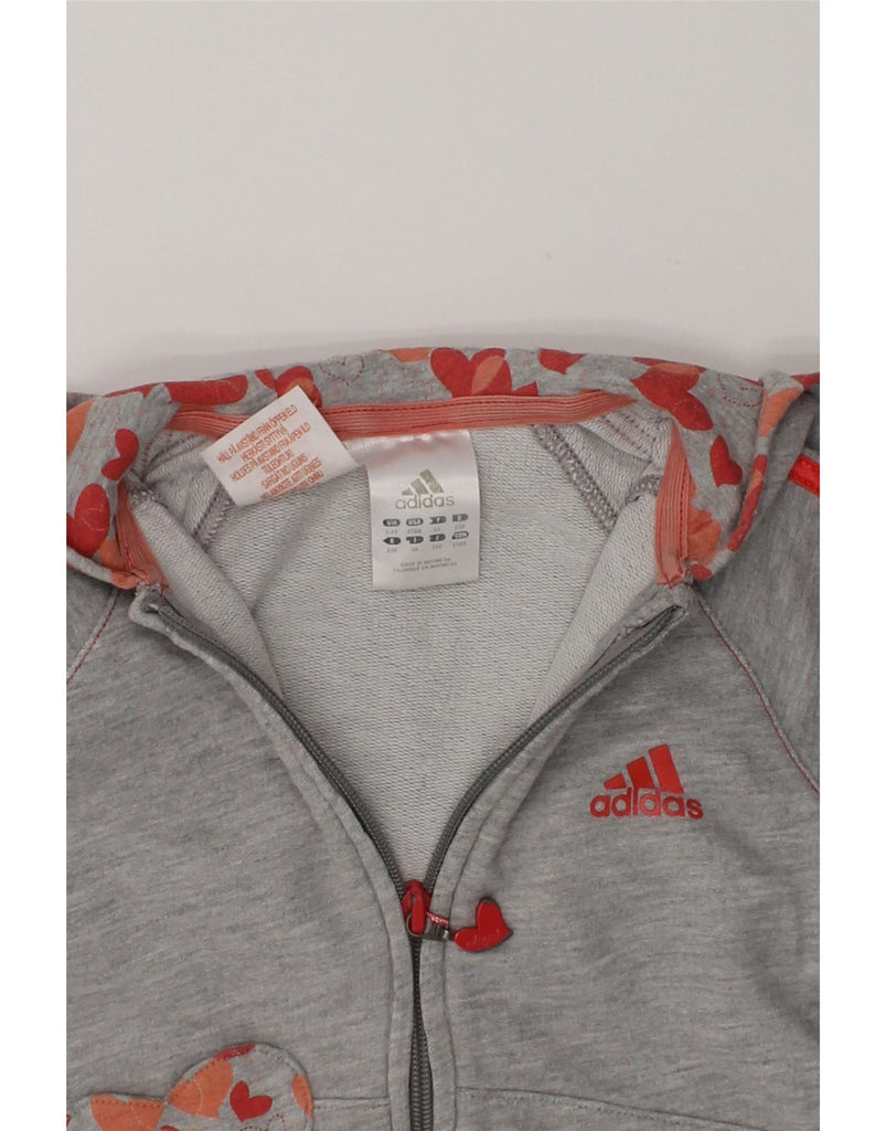 ADIDAS Girls Graphic Zip Hoodie Sweater 3-4 Years  Grey Cotton | Vintage Adidas | Thrift | Second-Hand Adidas | Used Clothing | Messina Hembry 