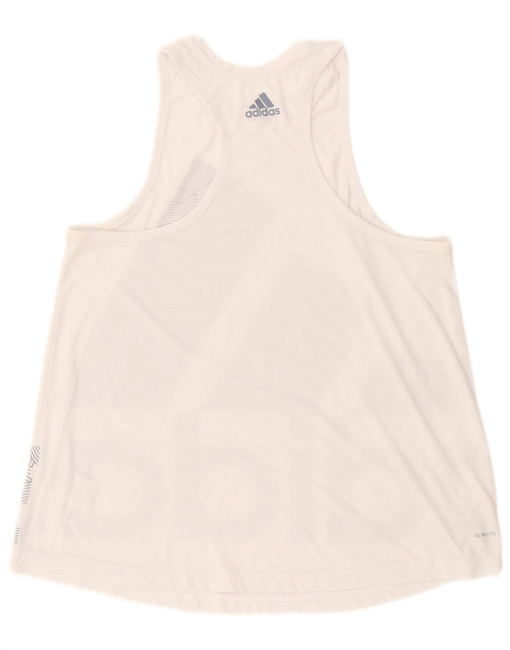Adidas Womens Climalite Graphic Vest Top UK 12/14 Medium White Polyester
