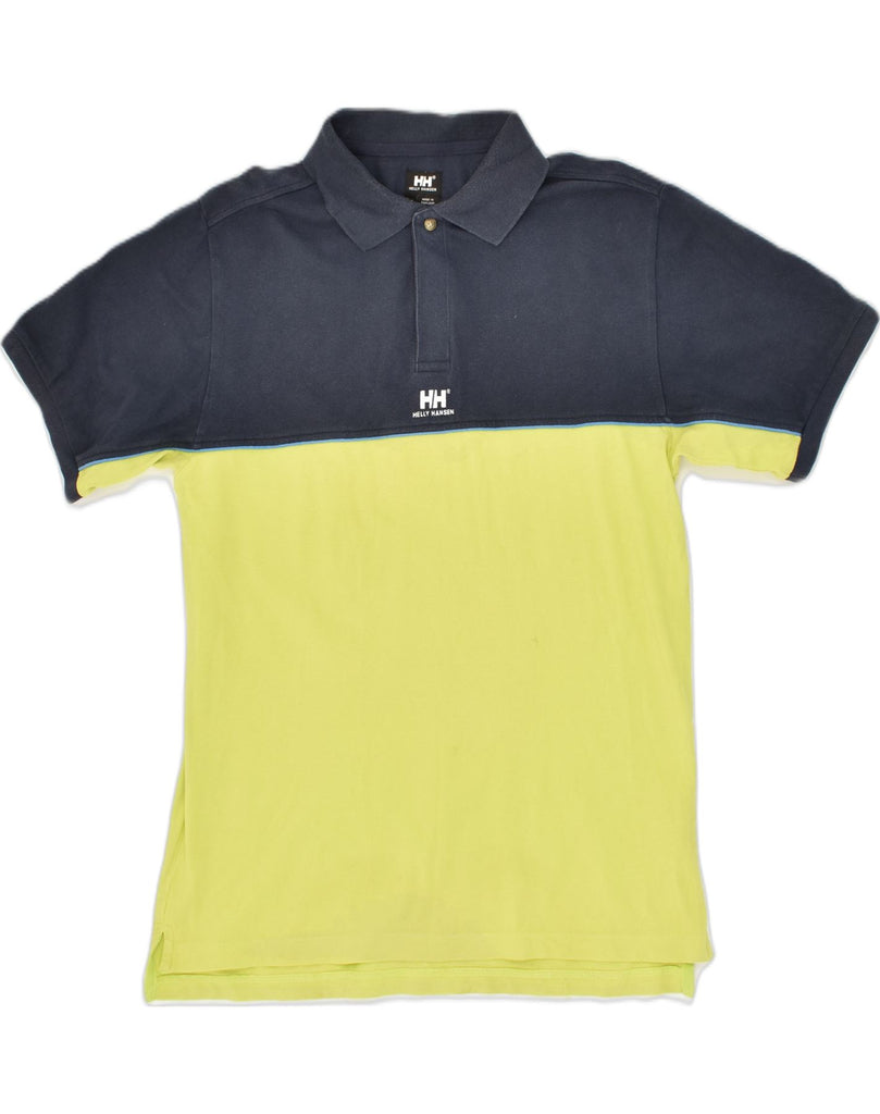 HELLY HANSEN Mens Polo Shirt Medium Green Colourblock Cotton | Vintage Helly Hansen | Thrift | Second-Hand Helly Hansen | Used Clothing | Messina Hembry 