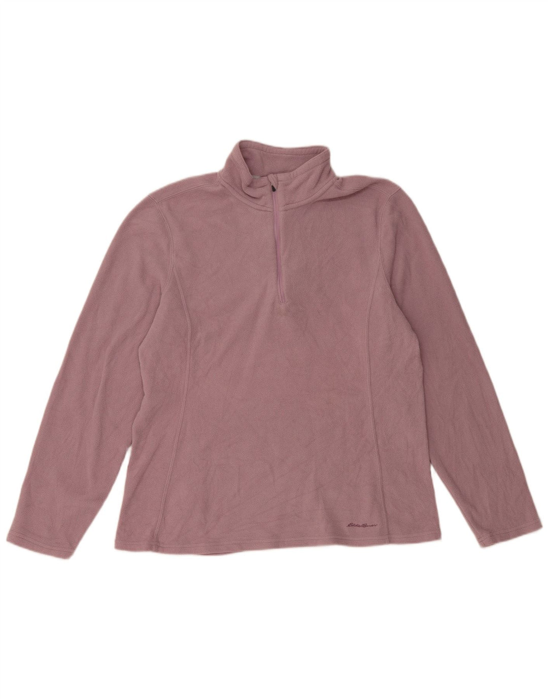 EDDIE BAUER Womens Zip Neck Fleece Jumper UK 16 Large Purple Polyester