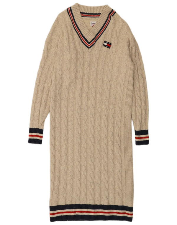 Tommy Hilfiger Womens Long Sleeve Jumper Dress UK 10 Small White