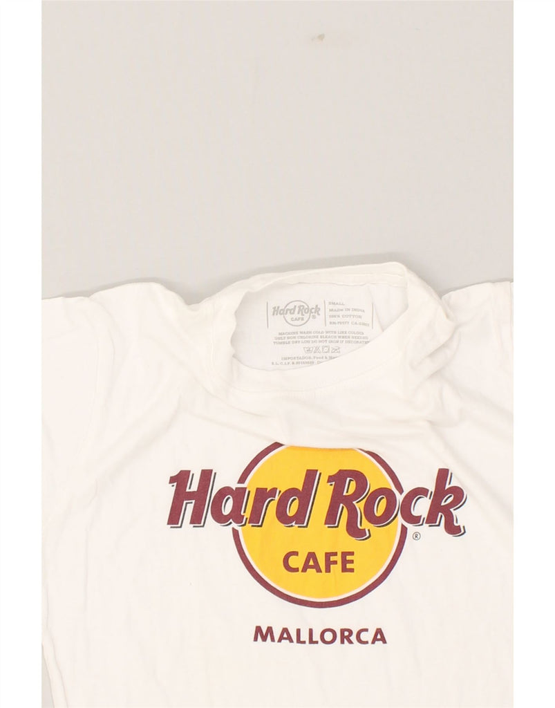 HARD ROCK CAFE Womens Mallorca Graphic T-Shirt Top UK 10 Small White | Vintage Hard Rock Cafe | Thrift | Second-Hand Hard Rock Cafe | Used Clothing | Messina Hembry 