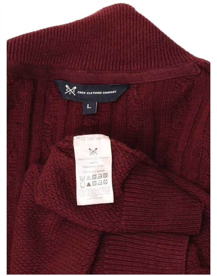 Crew Clothing Mens Button Neck Jumper Large Burgundy Cotton Classic