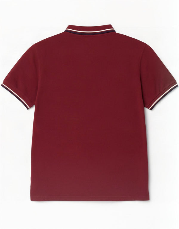 Fred Perry Mens Polo Shirt 2XL Burgundy Striped Cotton