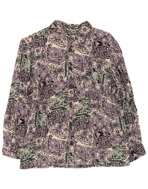 Vintage Womens 3/4 Sleeve Shirt UK 14 Medium Multicoloured Patchwork