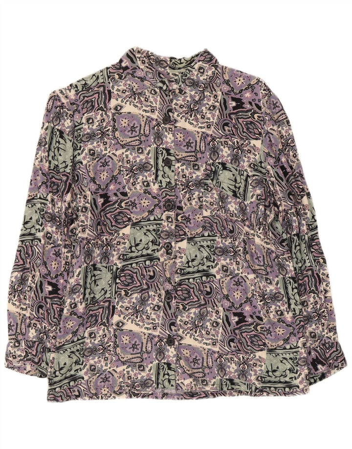 Vintage Womens 3/4 Sleeve Shirt UK 14 Medium Multicoloured Patchwork