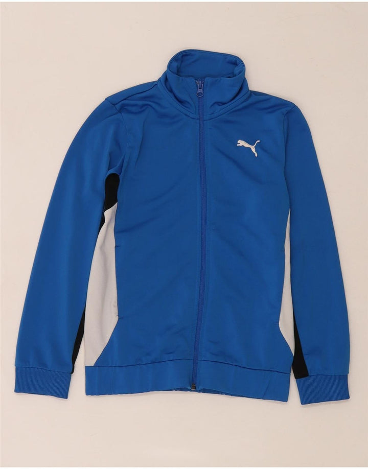 Puma Boys Tracksuit Top Jacket 9-10 Years Blue Colourblock Polyester