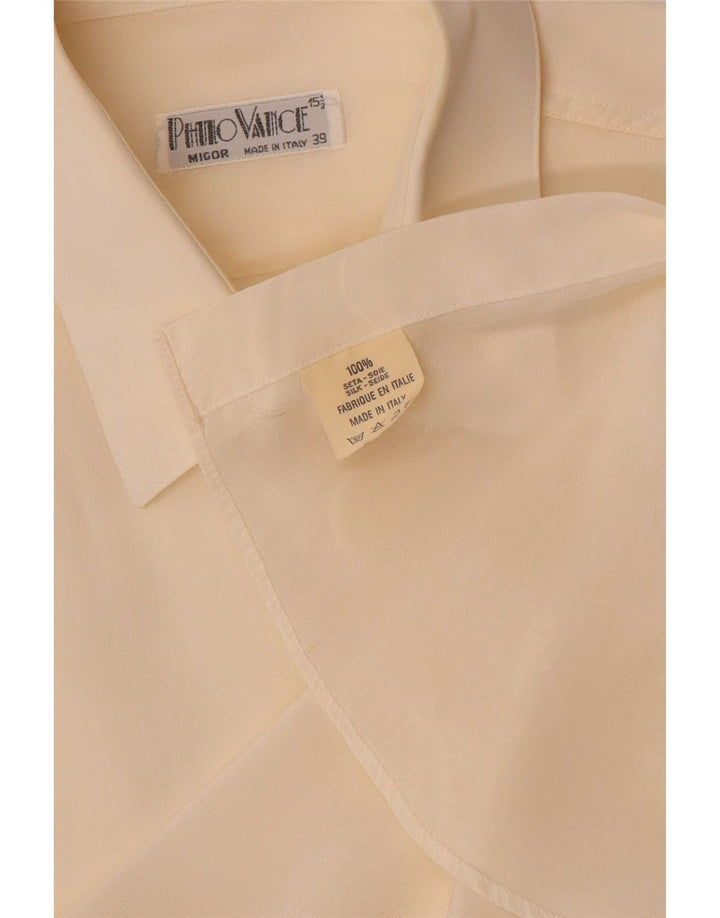 Philo Vance Mens Shirt Size 39 15 1/2 Medium Off White Silk