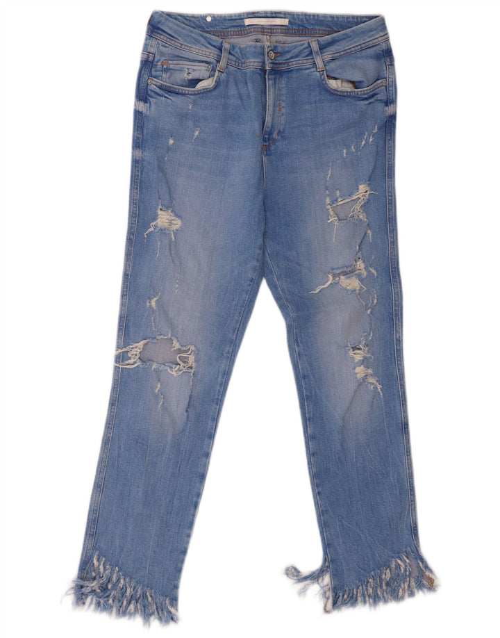 ZARA Womens Distressed Slim Jeans EU 40 Medium W34 L27 Blue