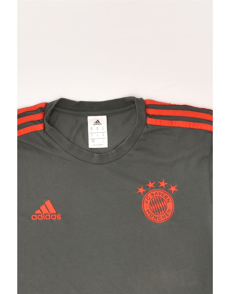 ADIDAS Womens FC Bayern Munchen T-Shirt Top UK 12 Medium Grey Cotton | Vintage Adidas | Thrift | Second-Hand Adidas | Used Clothing | Messina Hembry 