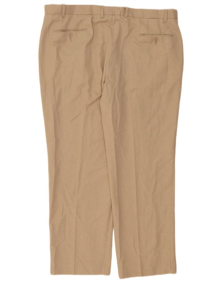 MARKS & SPENCER Mens Straight Chino Trousers W42 L31 Beige Polyester