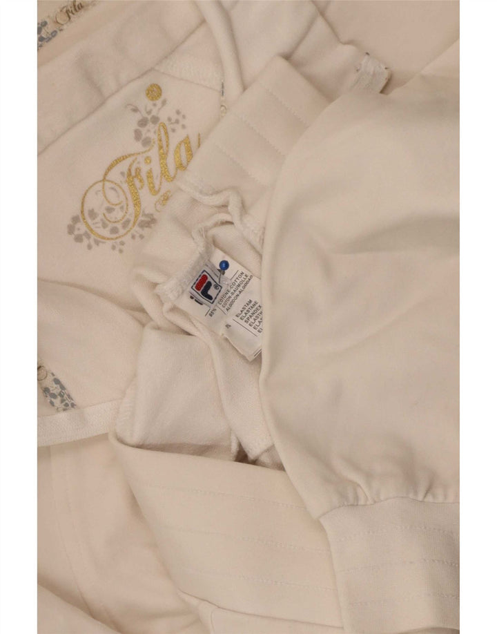 Fila Womens Tracksuit Top Jacket UK 10 Small White Striped Cotton