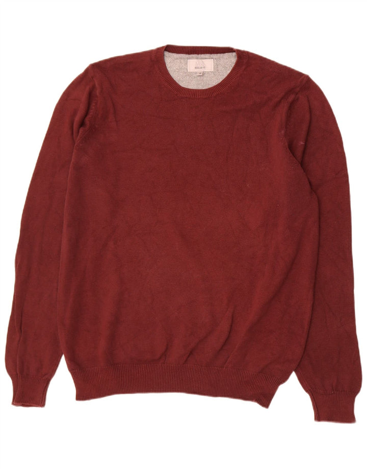 Marks & Spencer Mens Regular Fit Crew Neck Jumper Sweater Medium Burgundy
