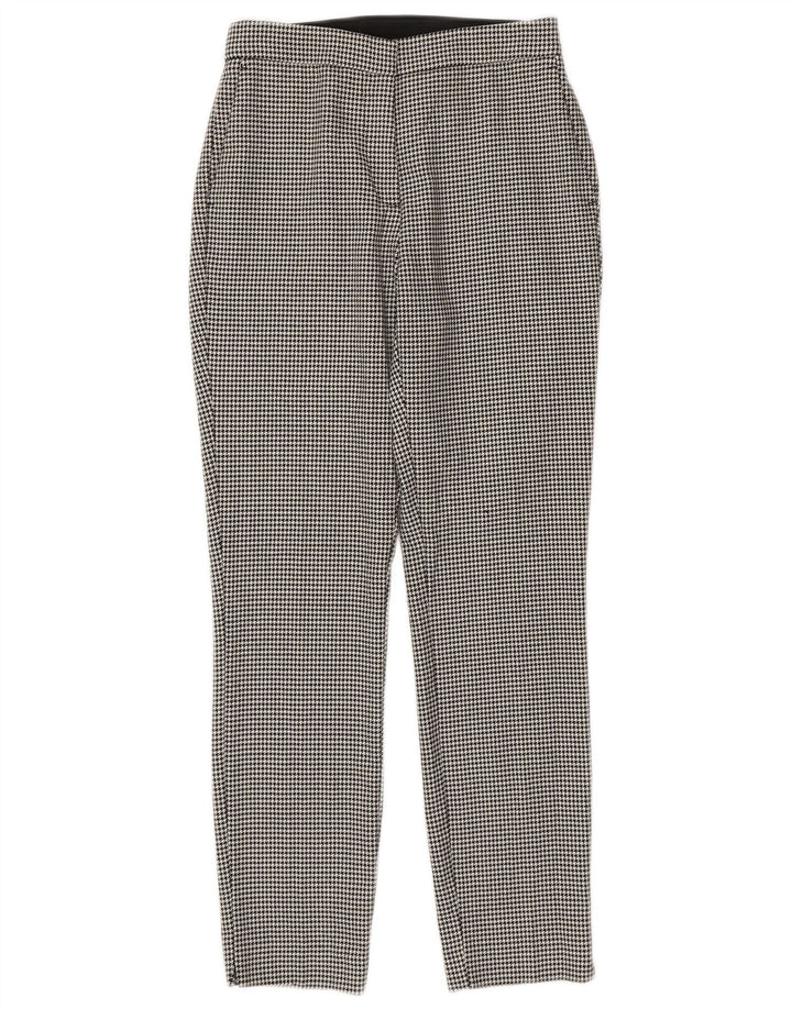 Zara Womens Slim Chino Trousers Small W26 L27 Black Houndstooth Polyester