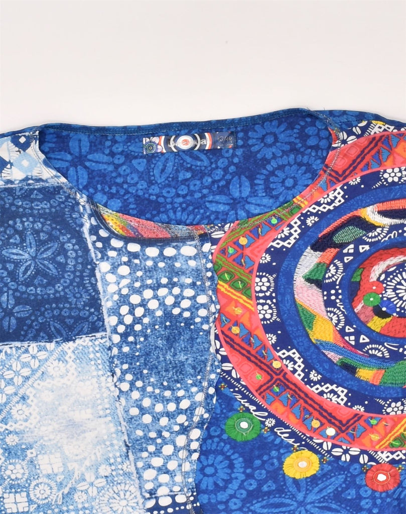 DESIGUAL Girls Graphic Blouse Top 13-14 Years Blue Floral | Vintage Desigual | Thrift | Second-Hand Desigual | Used Clothing | Messina Hembry 