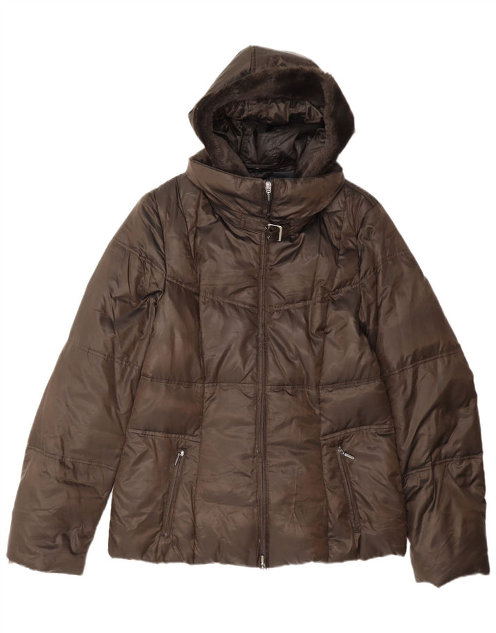 Geox Womens Respira Hooded Padded Jacket UK 10 Small Brown