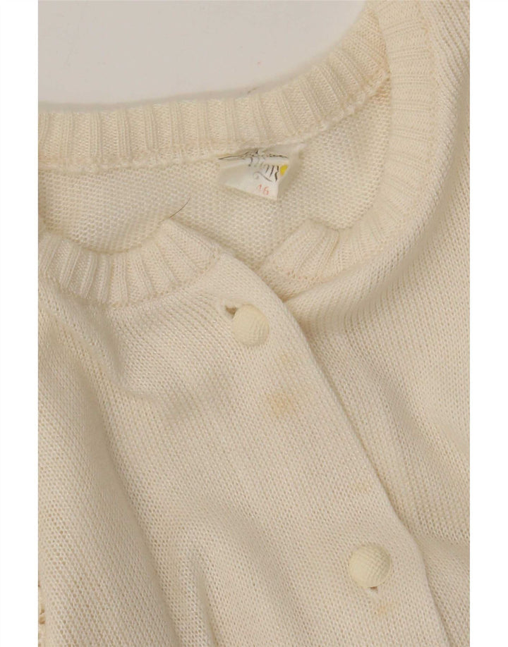 Vintage Womens Cardigan Sweater IT 46 Large Off White Polyacrylic