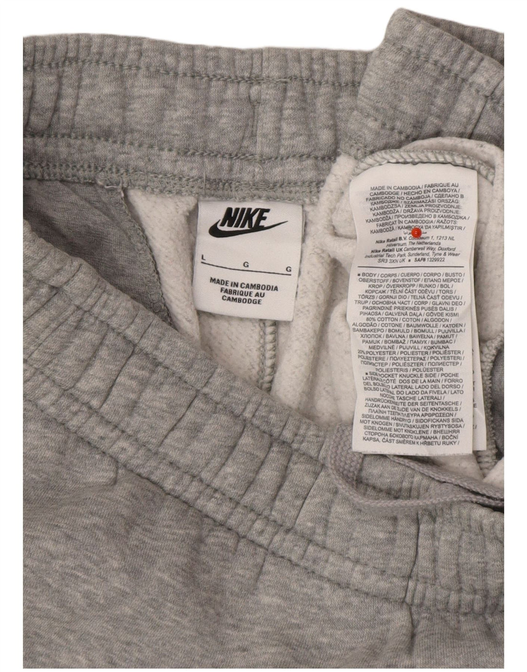 NIKE Mens Tracksuit Trousers Joggers Large  Grey Cotton