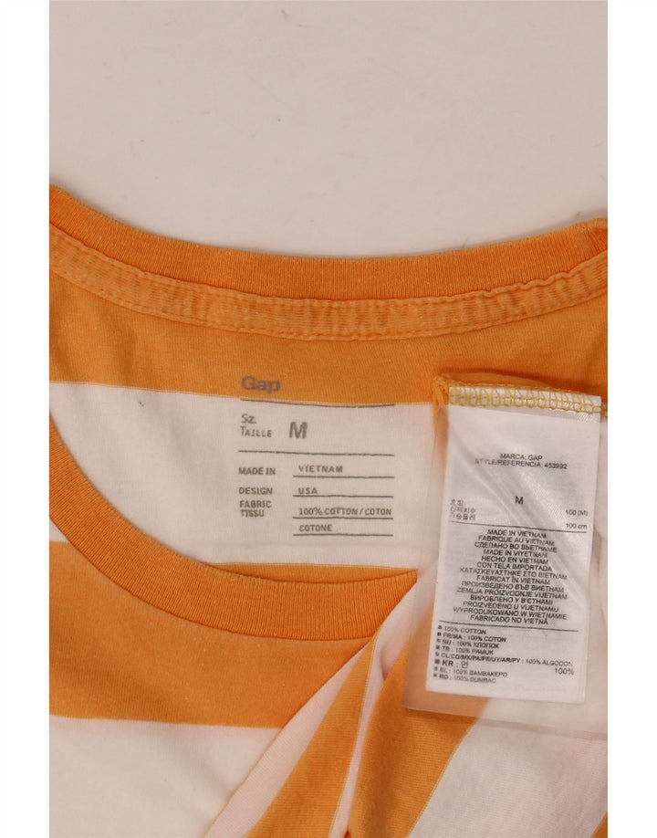 GAP Mens T-Shirt Top Medium Orange Striped Cotton