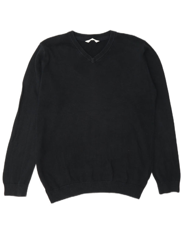 Marks & Spencer Boys V-Neck Jumper Sweater 13-14 Years Black Cotton