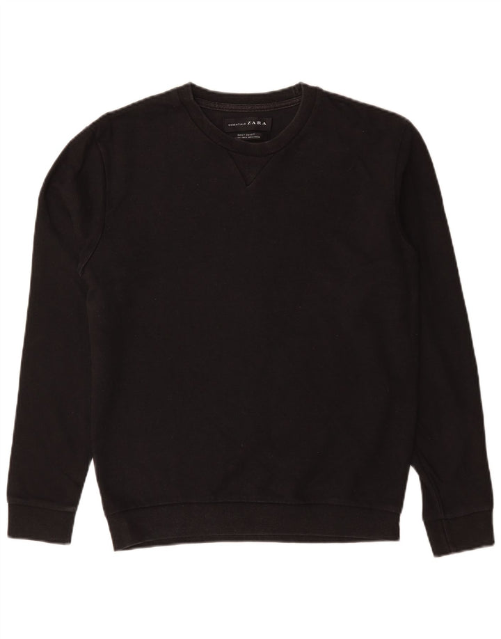 Zara Mens Sweatshirt Jumper Small Black Cotton