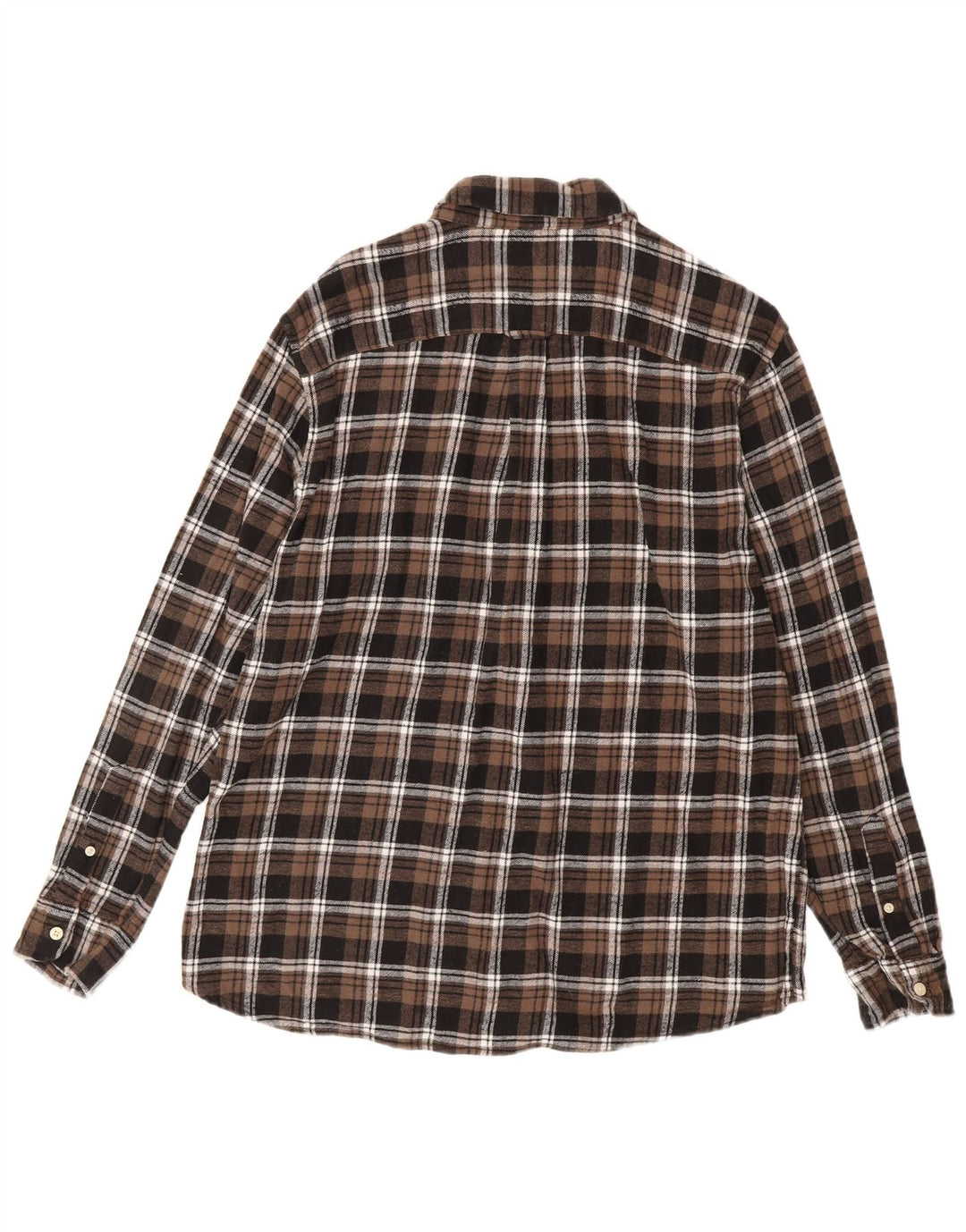 CHAPS Mens Grant Fit Flannel Shirt Large Brown Check Cotton