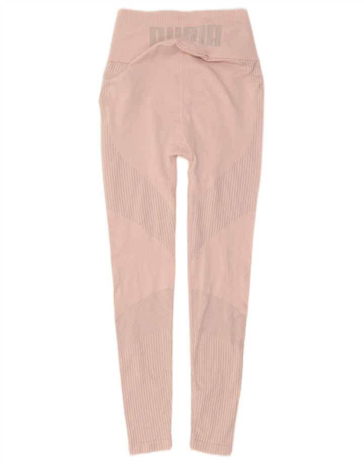 Puma Womens Graphic Leggings UK 6 XS Pink Striped Polyester