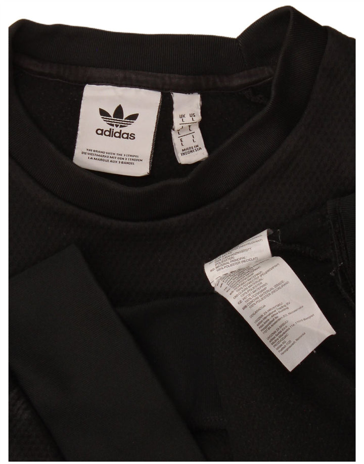 Adidas Mens Graphic Sweatshirt Jumper Large Black Colourblock Polyester