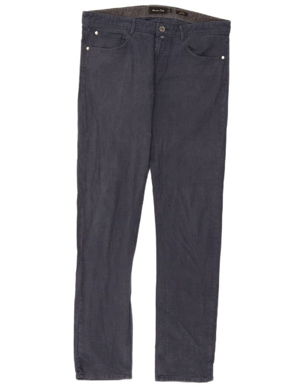 Massimo Dutti Mens Slim Fit Casual Trousers EU 42 Large W32 L33 Navy Blue