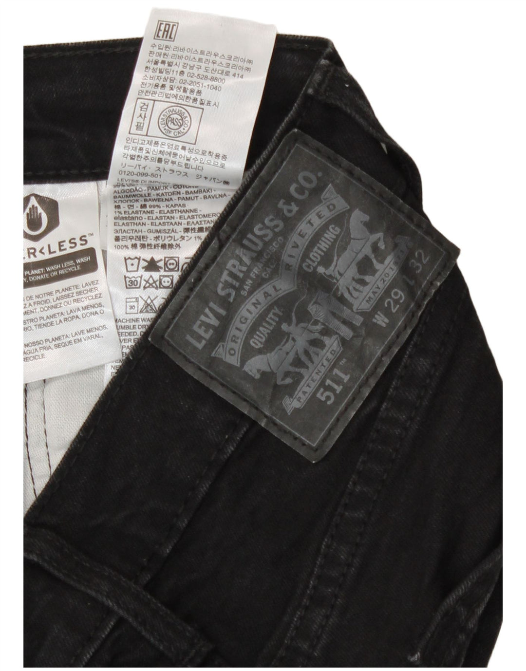 Levi's Mens Slim Jeans W29 L32 Black Cotton
