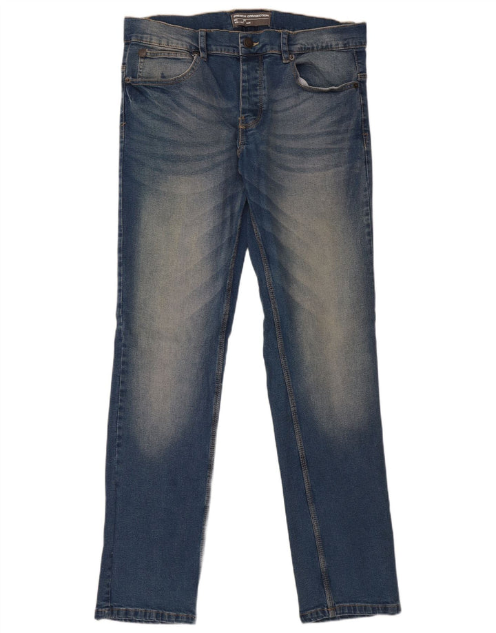FRENCH CONNECTION Womens Graphic Slim Jeans W32 L32 Blue Cotton