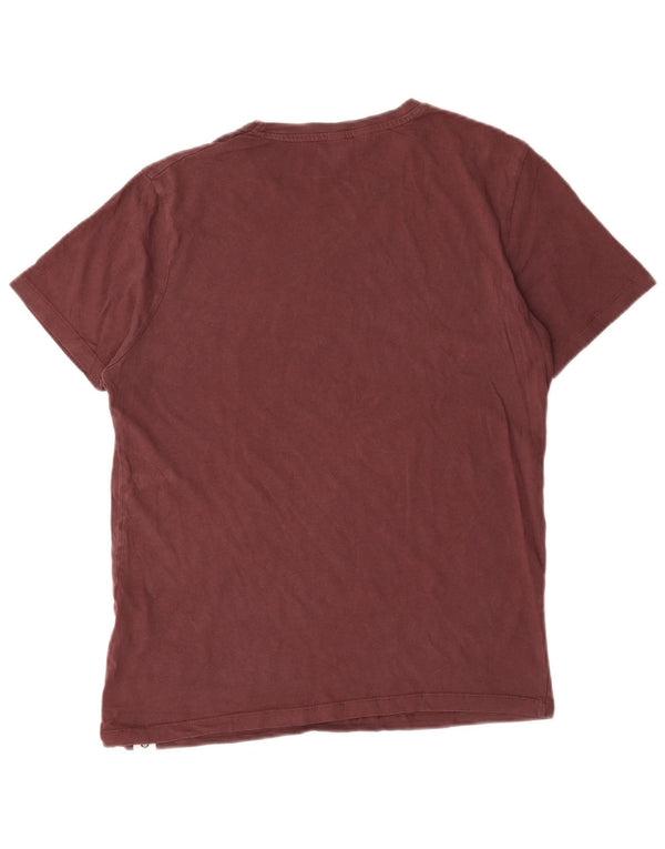 Jack & Jones Mens Graphic T-Shirt Top Small Burgundy Cotton